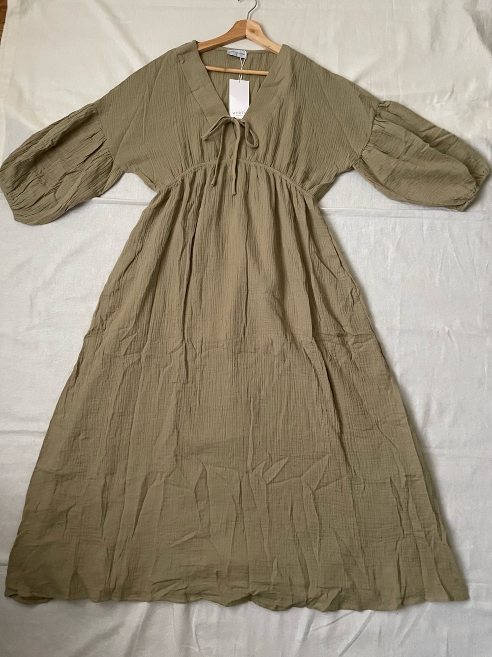 Worth Collective Cotton Gauze Lightweight Dress Green bohemian - Picture 5 of 15